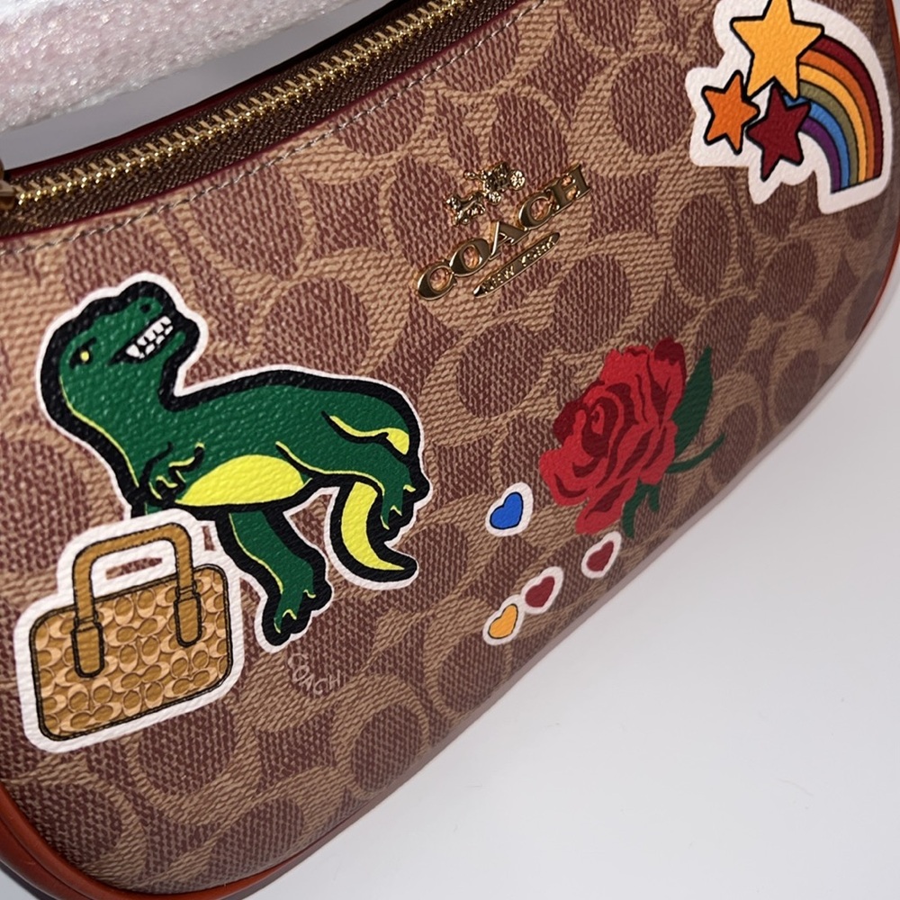 πNWT COACH TERI SHOULDER BAG IN SIGNATURE CANVAS WITH STICKER PRINT - Picture 15 of 17